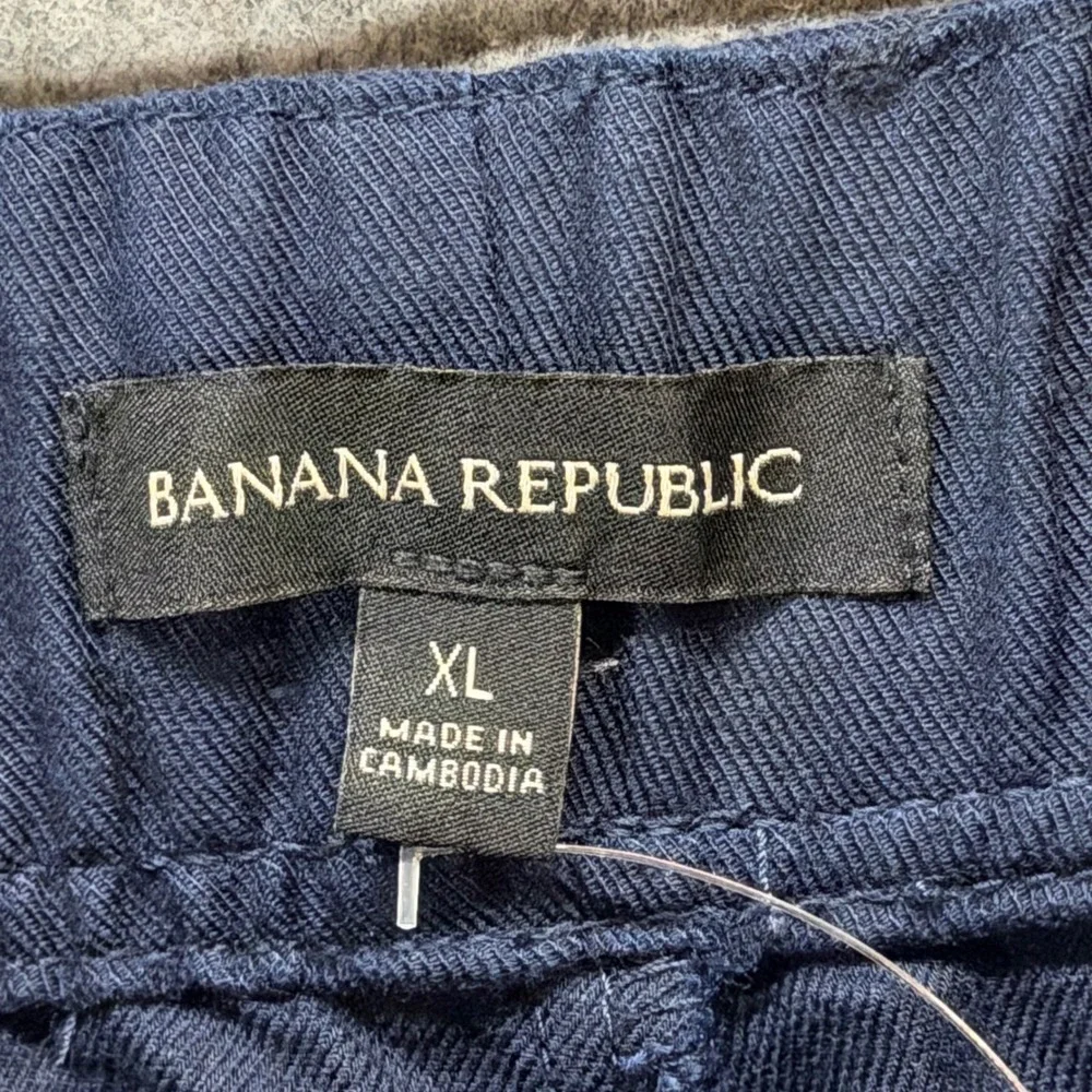 Banana Republic Tencel Linen Pants Womens XL Blue Tapered Relaxed Minimalist